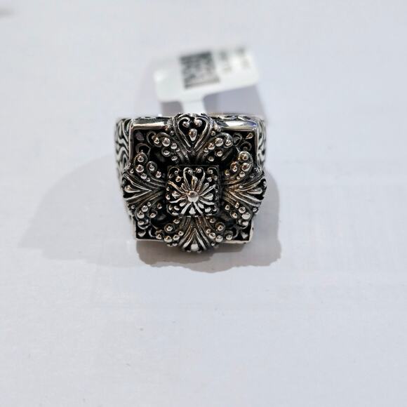 Sarda Bali Sterling Silver 925 Floral Scroll Cross Square Ring Size 10 NWT - Picture 3 of 7